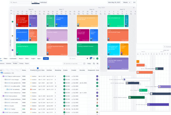 Project management, Gantt chart, Timesheet for Jira