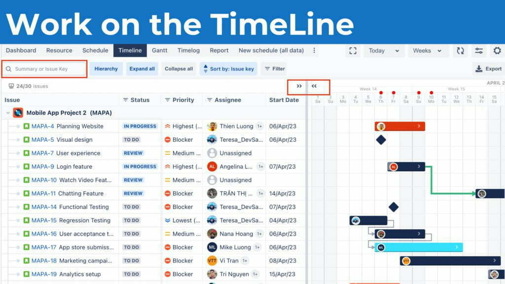 TimeLine in Jira using TeamBoard ProScheduler 3