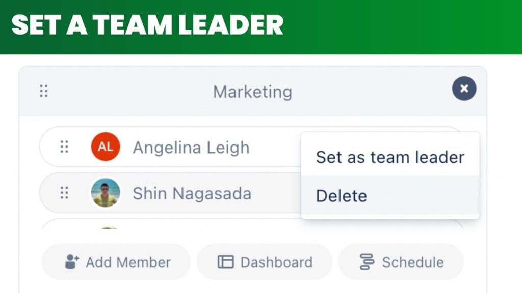 set a team leader in TeamBoard TimePlanner