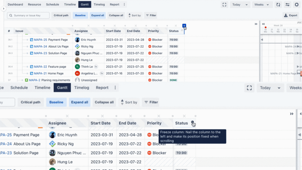 Jira Issues Table