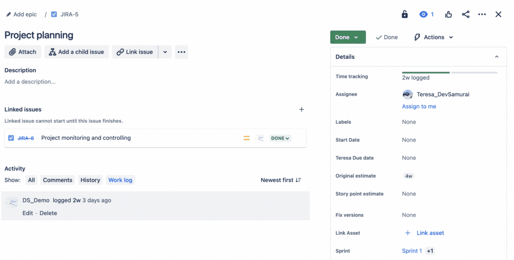 Time Tracking and Work Log in jira for project management