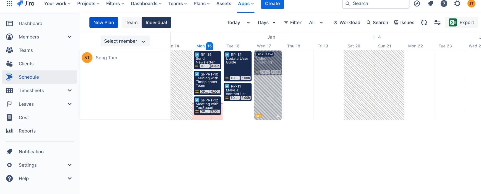 The Jira Time Tracking plugin will let you know when you are overloaded with tasks by highlighting your time capacity