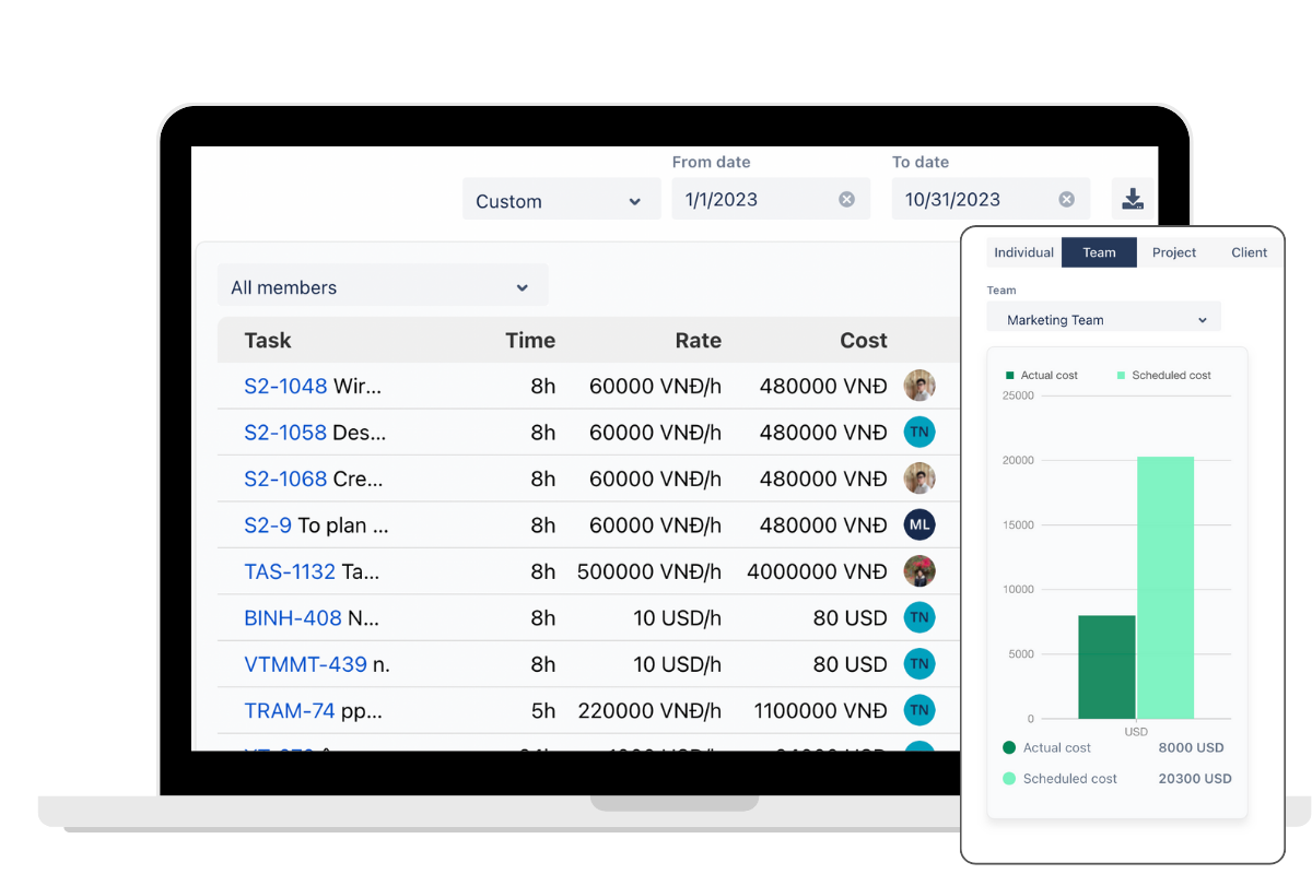 teamboard timeplanner for jira - cost tracking