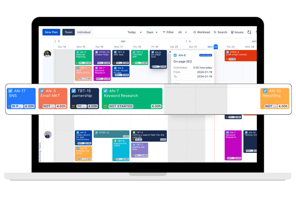 teamboard timeplanner for jira - capacity planning