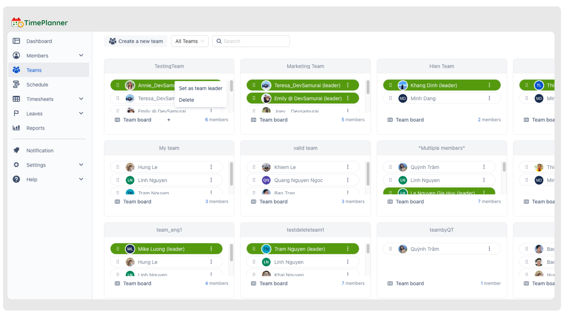 TimePlanner Features | TeamBoard