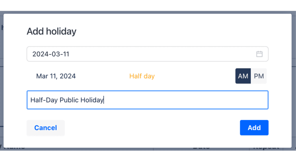 configure half-day public holidays in What's New TimePlanner release v1.3.2