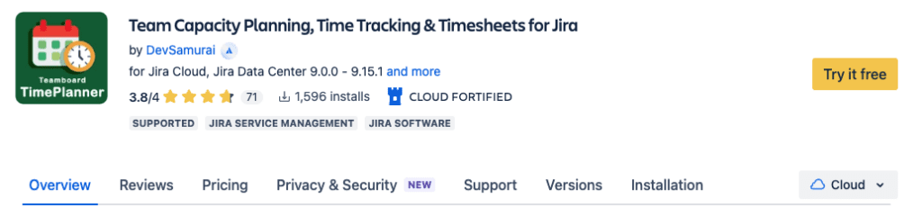 Teamboard timeplanner - a team capacity planning plugin for Jira