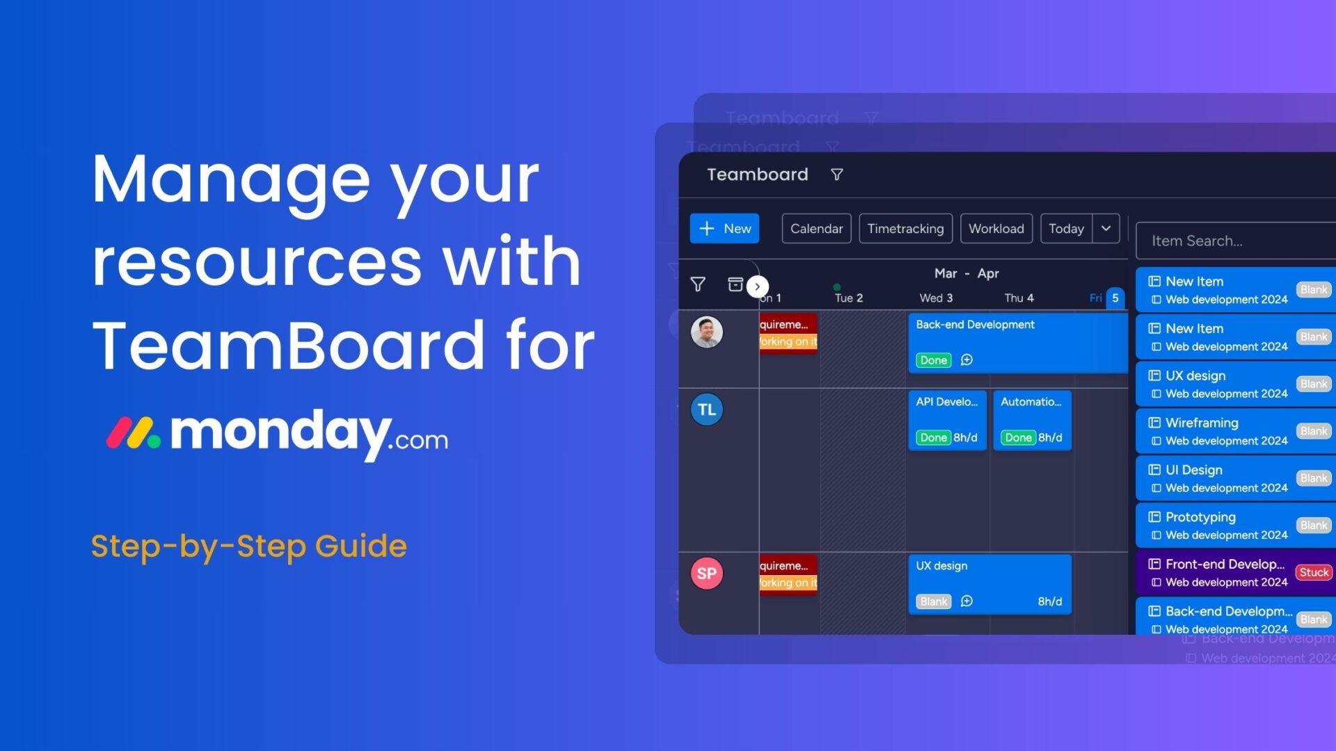 Manage your resources with TeamBoard for monday.com