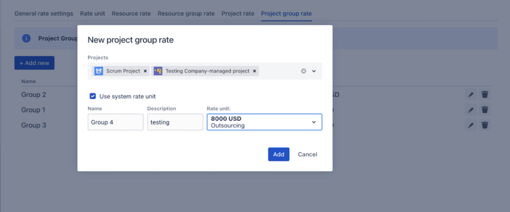 Project Group Rate