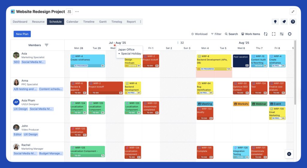 Plan tasks with the Schedule Board