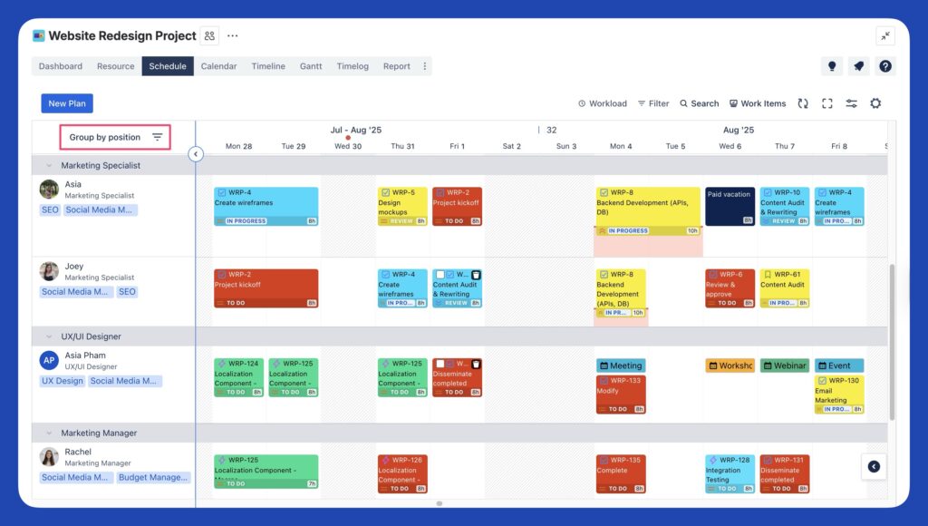 Group by position on Schedule Board