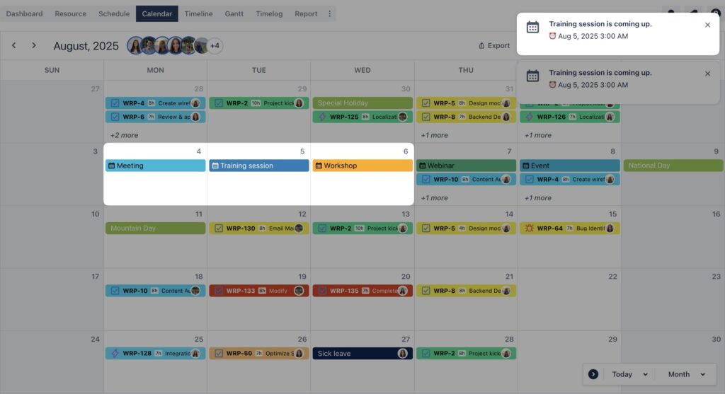 Create event in ProScheduler