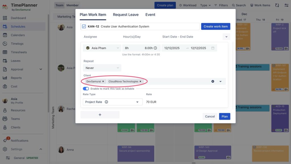 Link Tasks to Clients