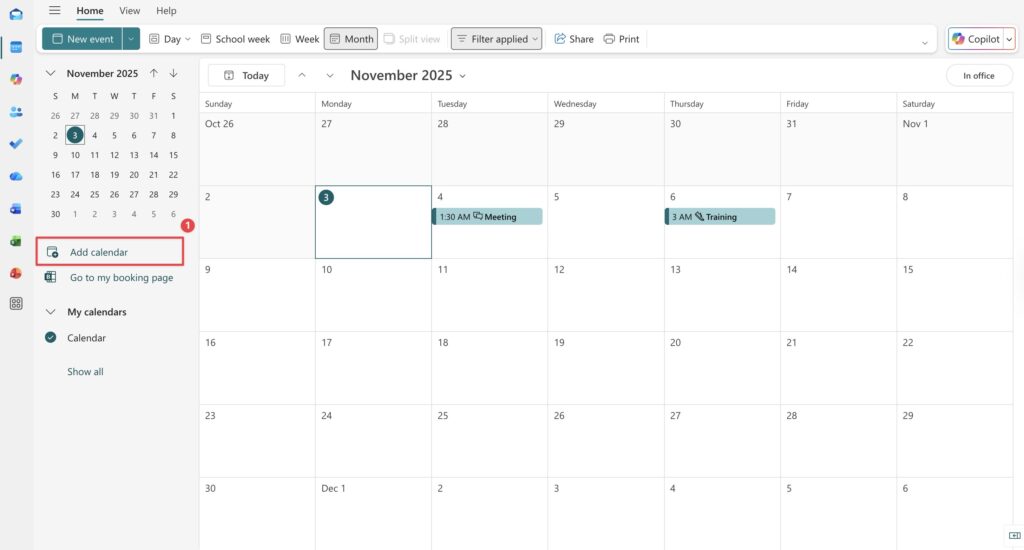 Open Outlook Calendar