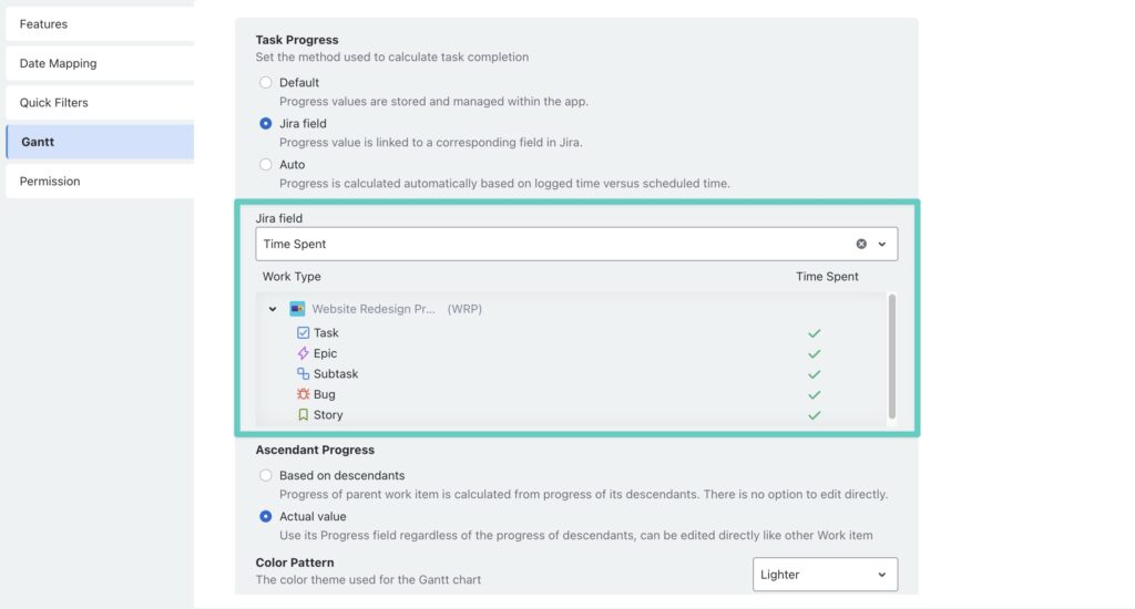 Progress from Jira Time Tracking