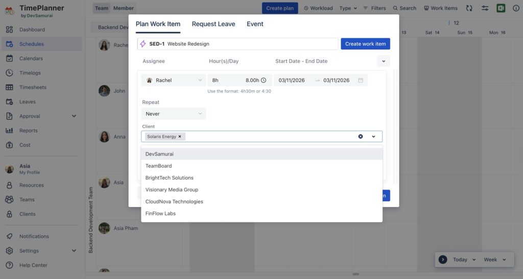 assign task to client