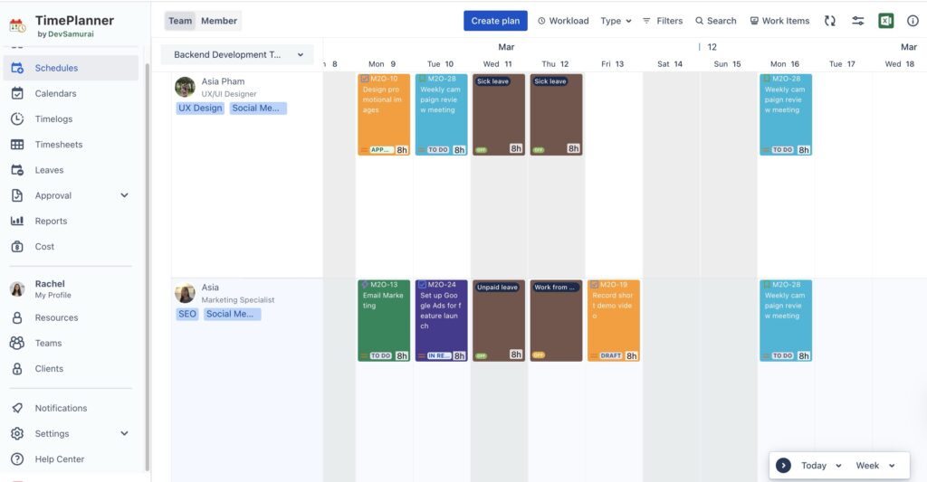 Time off on Schedule Board