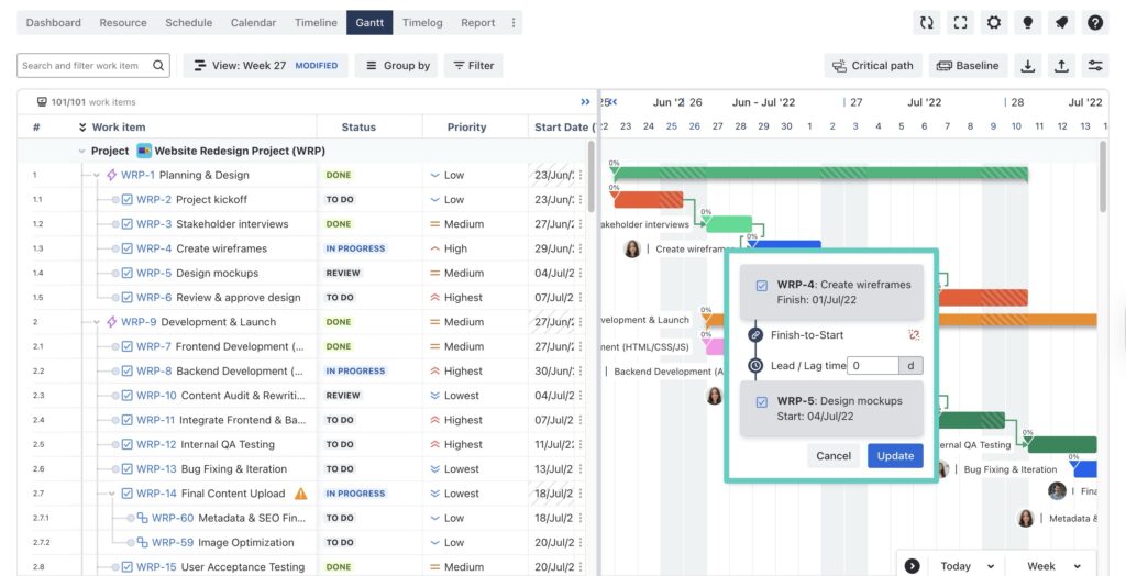 Dependency in TeamBoard ProScheduler