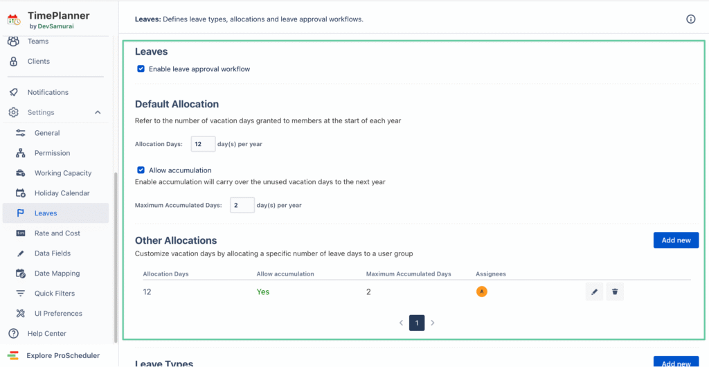 How to set up custom leave types