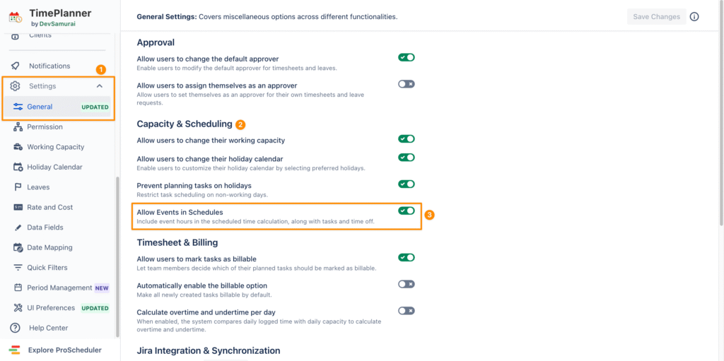 Enable Allow Events in Schedules