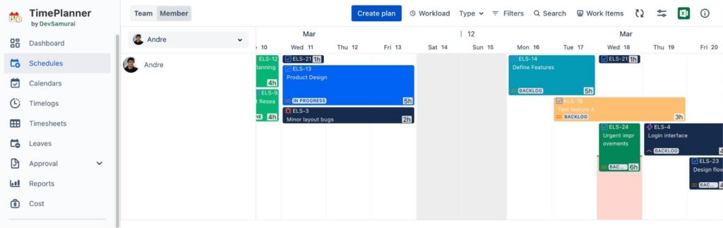Member Schedules board