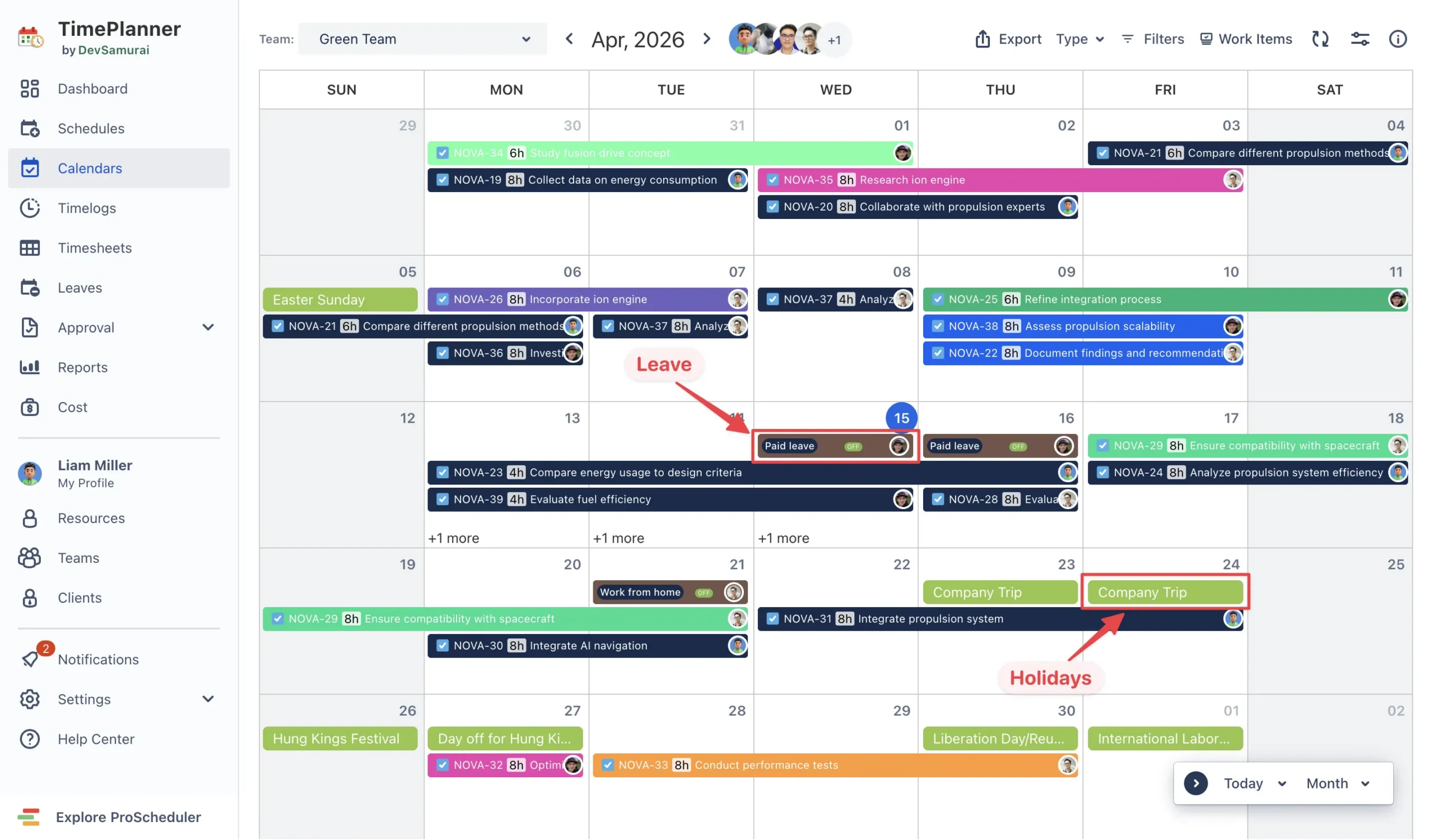 Review the availability picture in Schedules in TimePlanner