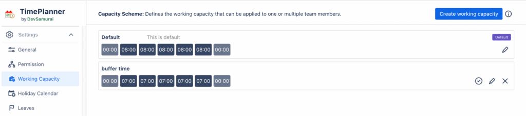 Create a new capacity scheme with buffer time