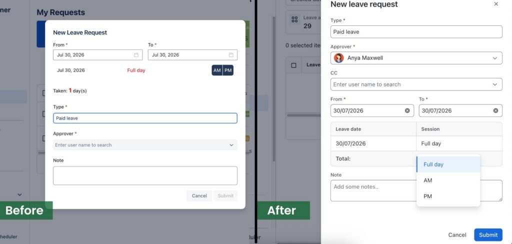 Leave request new UI