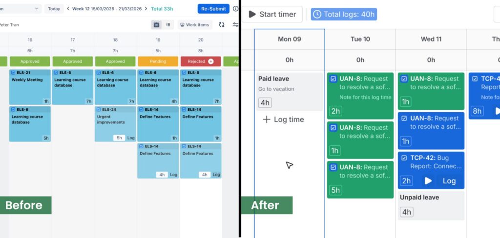 New Timelog UI